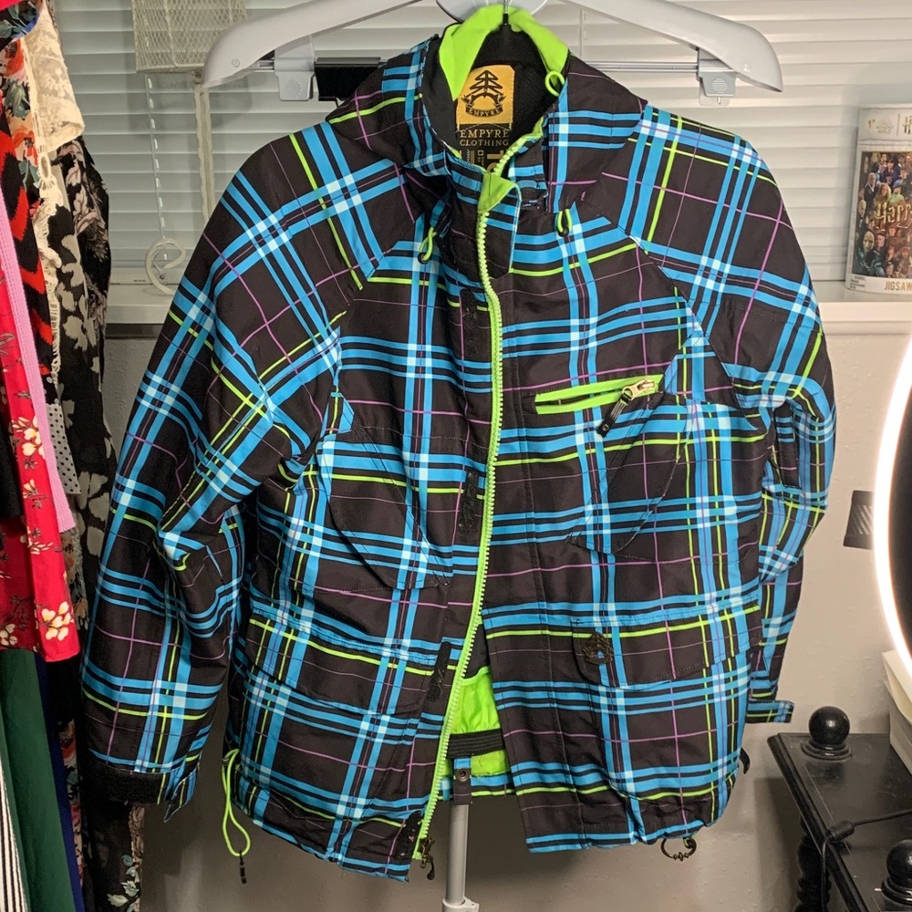 Empyre Kids Plaid‎ Snowboarding/Ski Jacket - Blue, Green, Black